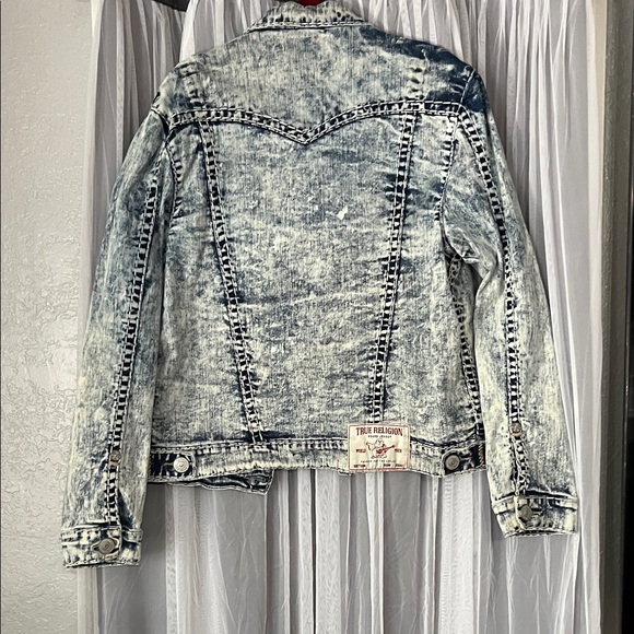 True Religion Women's Acid-Washed Blue Denim Jacket - Picture 4 of 4